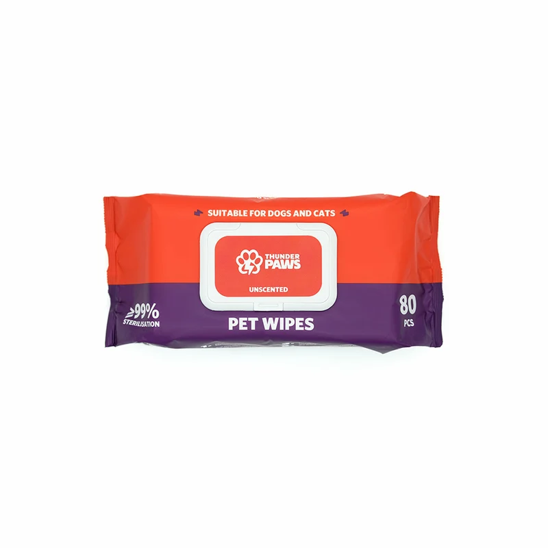 Thunder Paws Unscented Sanitary Pet Wipes Suitable for Cats and Dogs 80pcs