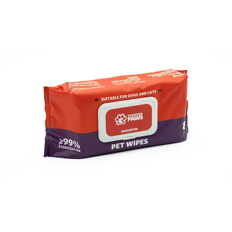 Thunder Paws Unscented Sanitary Pet Wipes Suitable for Cats and Dogs 80pcs
