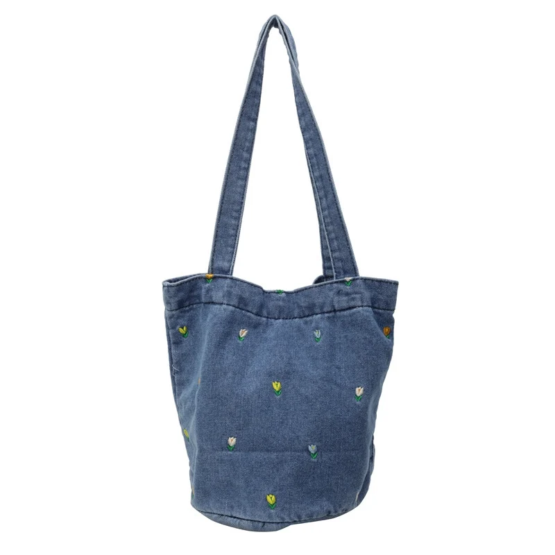 Bestickte Denim-Tote-Tasche