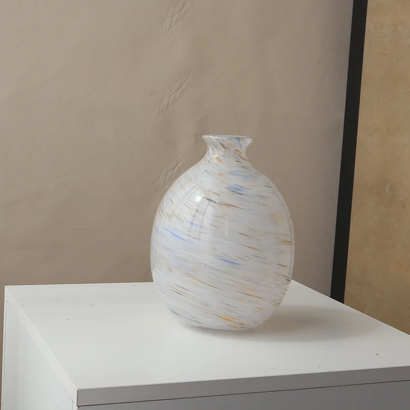 Handgeblasene Dekorative Glaskugelvase mit Wirbelmuster Karnz