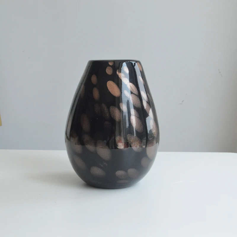 Mouth-Blown Gesprenkelter Glasbirnenvase mit Schmalem Mund und Hochglanz-Finish Karnz
