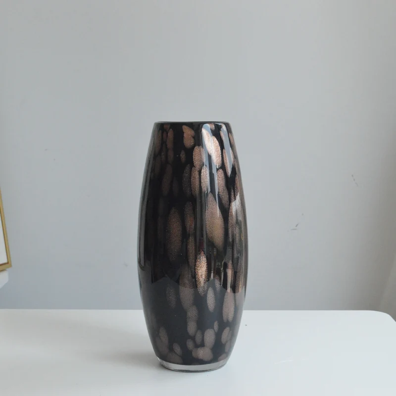Mouth-Blown Gesprenkelter Glasbirnenvase mit Schmalem Mund und Hochglanz-Finish Karnz