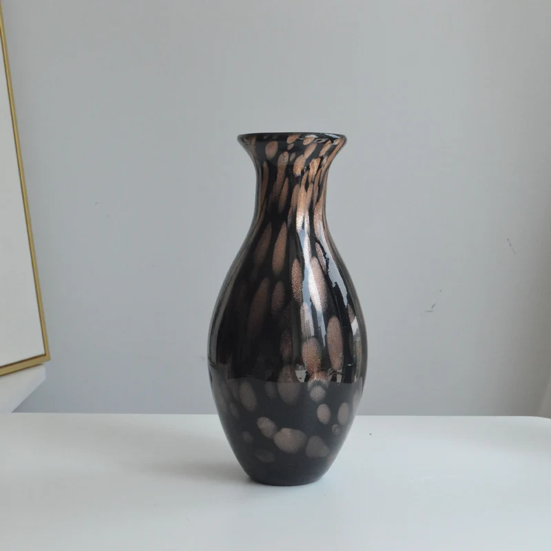 Mouth-Blown Gesprenkelter Glasbirnenvase mit Schmalem Mund und Hochglanz-Finish Karnz