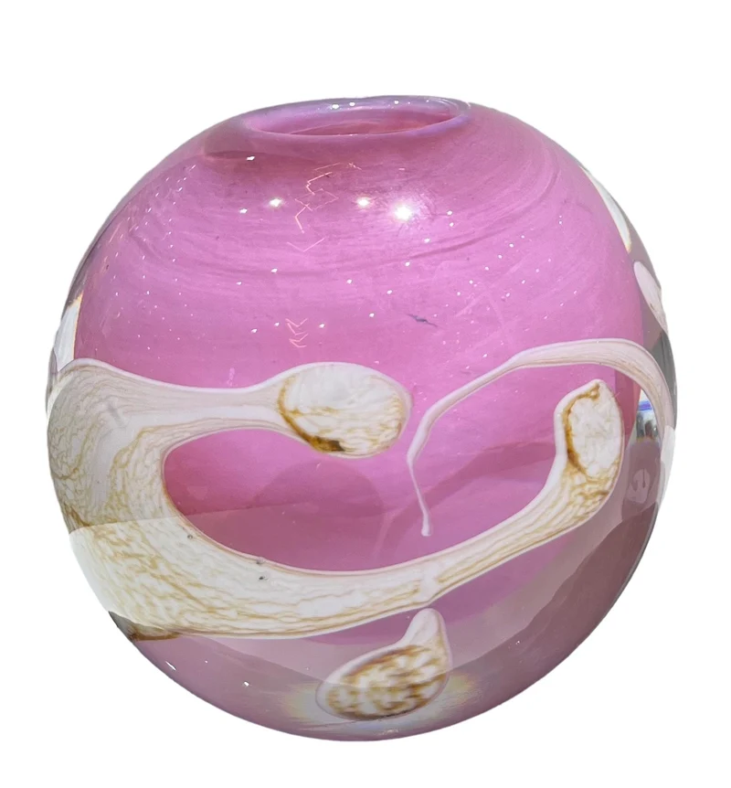 Mouthblown encased glass Budvase mit skulpturalen Blüteneinschlüssen Karnz
