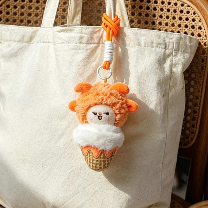 Plüsch Löwe Eiscreme Tasche Charm mit geknotetem Seilriemen Karnz