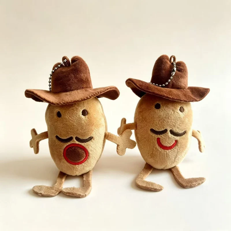 Neuheit Cowboy Charakter Plüsch Taschenanhänger Schlüsselring mit Metallkugel-Kette und kuschelbarem Körper Karnz