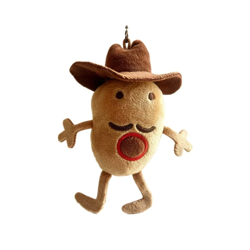 Neuheit Cowboy Charakter Plüsch Taschenanhänger Schlüsselring mit Metallkugel-Kette und kuschelbarem Körper Karnz