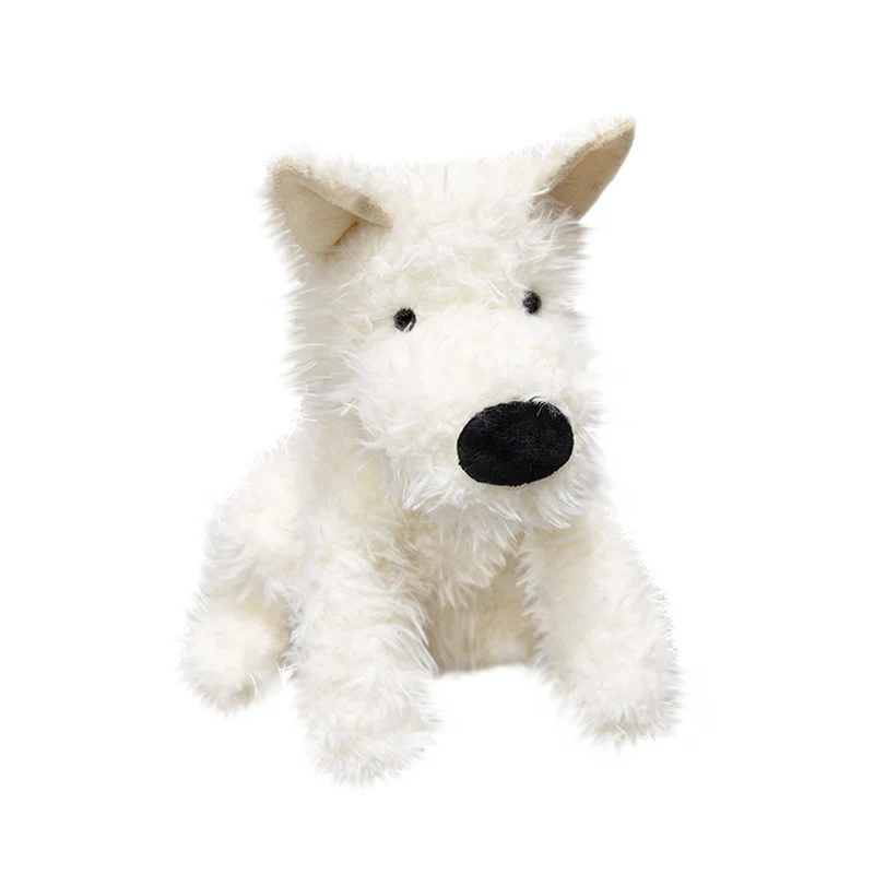 Realistischer flauschiger Terrier Plüschhund mit langem Kunstpelz und aufgestickten Details Karnz