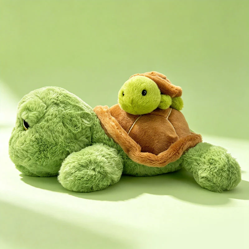 Plüschschildkröte mit schlüpfendem Baby auf dem Panzer Kuschelkissen Karnz
