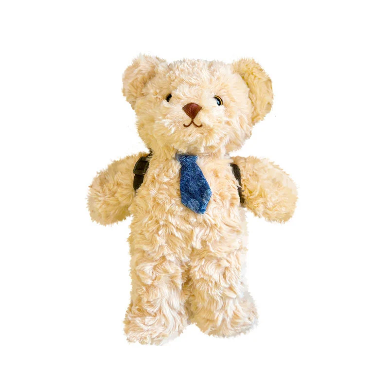 Plüsch Teddy-Bär mit Denim-Fliege und Mini-Rucksack-Trageriemen-Detail Karnz
