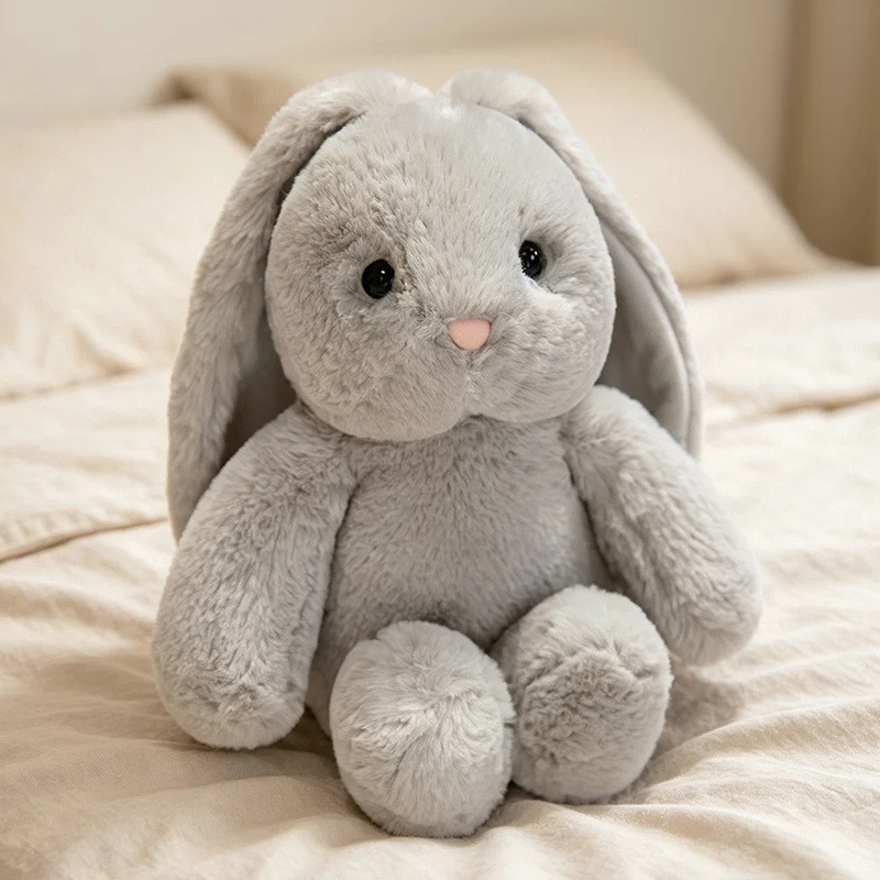 Plüsch Sitzender Hase Kuscheltier mit Herunterhängenden Ohren Ultra-Weicher Kunstpelz und Bohnenfüllung Basis Karnz
