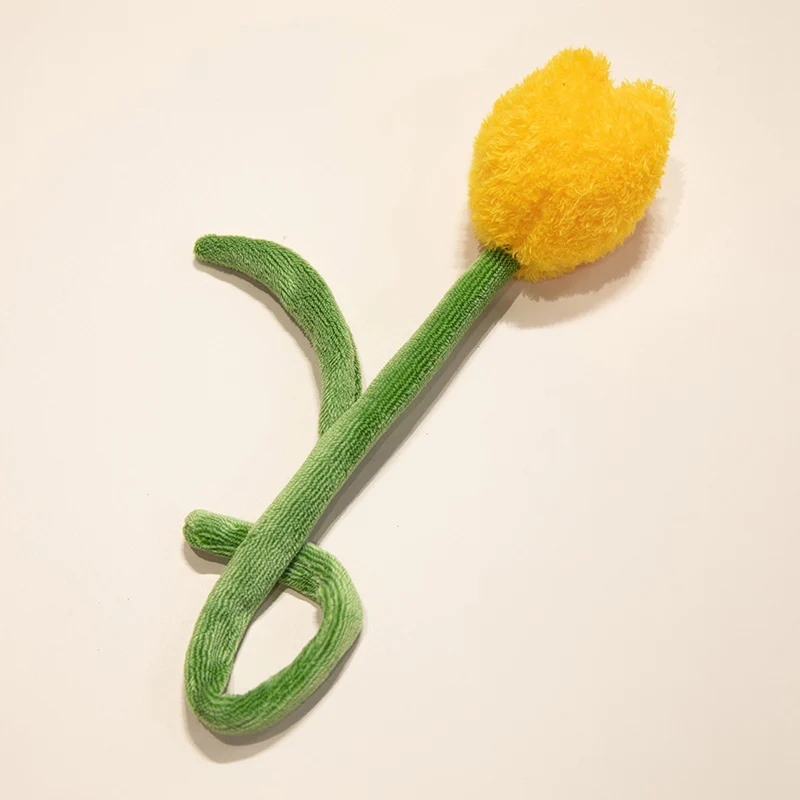 Plüsch Cordhosen Tulpe Katzenspielzeug mit flauschigem Pom-Bud & flexiblem Stiel Karnz