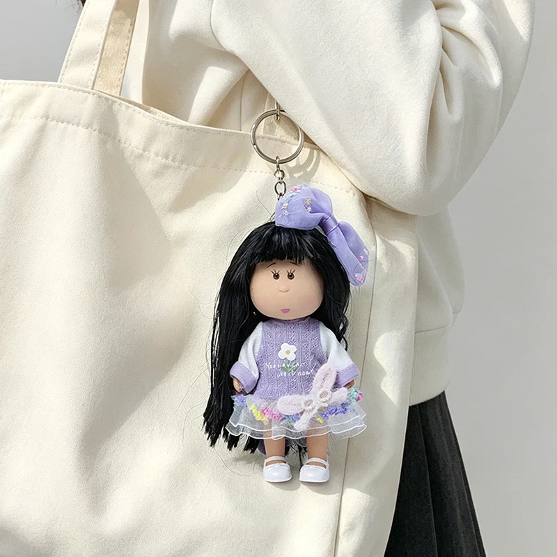 Hooded Doll Bag Charm Schlüsselanhänger mit Denim-Outfit & Schlaufe Karnz