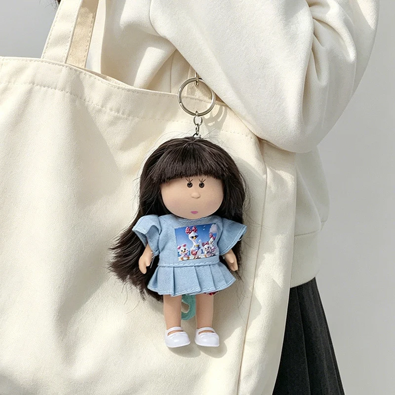 Hooded Doll Bag Charm Schlüsselanhänger mit Denim-Outfit & Schlaufe Karnz