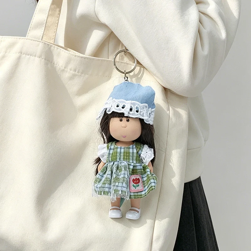 Hooded Doll Bag Charm Schlüsselanhänger mit Denim-Outfit & Schlaufe Karnz