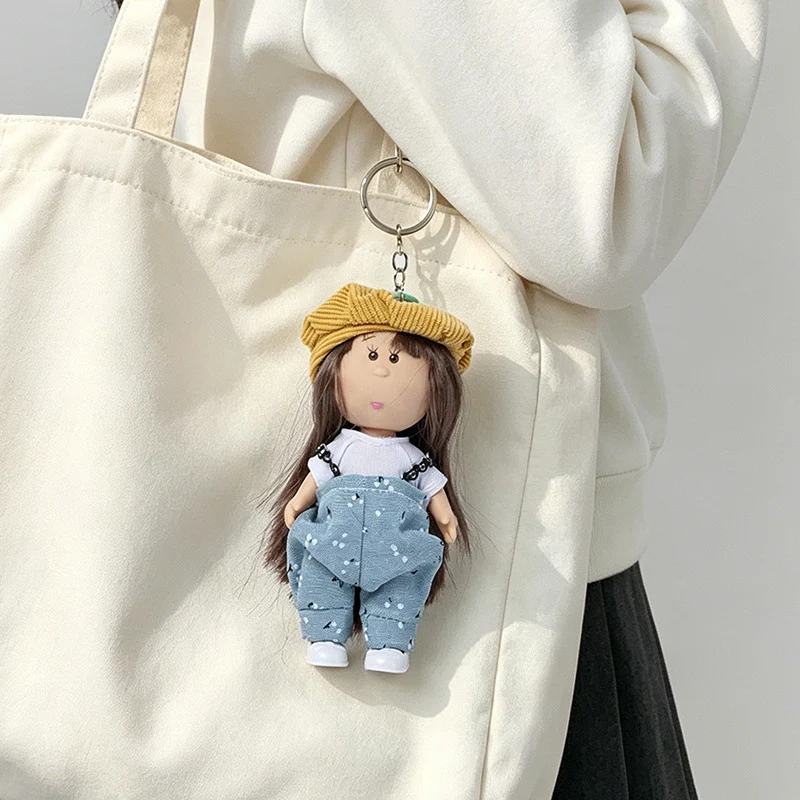 Hooded Doll Bag Charm Schlüsselanhänger mit Denim-Outfit & Schlaufe Karnz