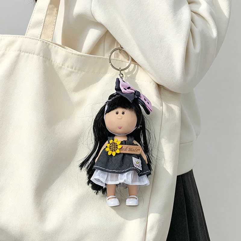 Hooded Doll Bag Charm Schlüsselanhänger mit Denim-Outfit & Schlaufe Karnz