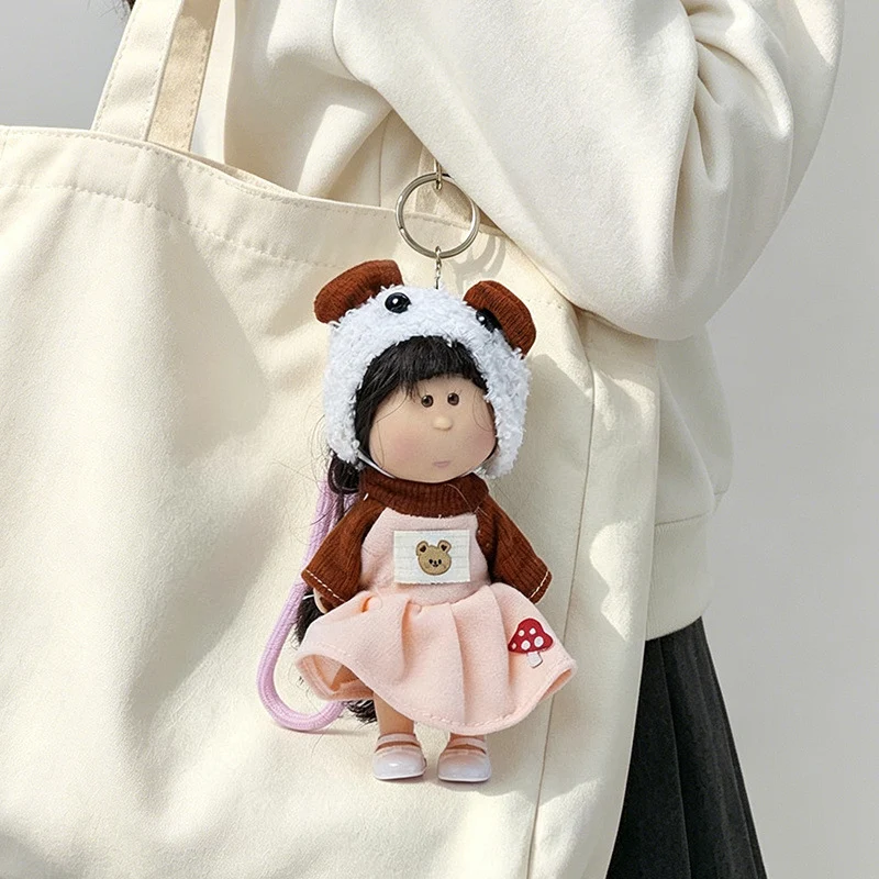 Hooded Doll Bag Charm Schlüsselanhänger mit Denim-Outfit & Schlaufe Karnz