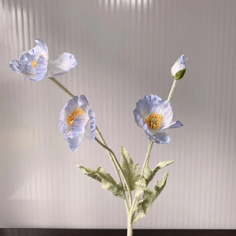Lebensechter Seiden-Mohnblumenstiel