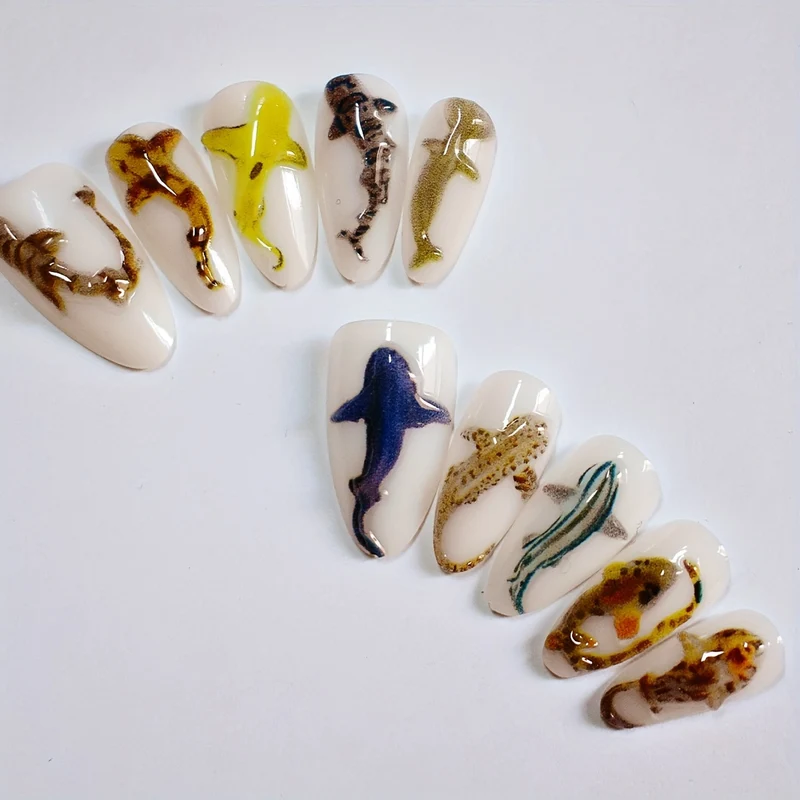 Künstlerisch von Haien inspirierten Nagelkunst Karnz