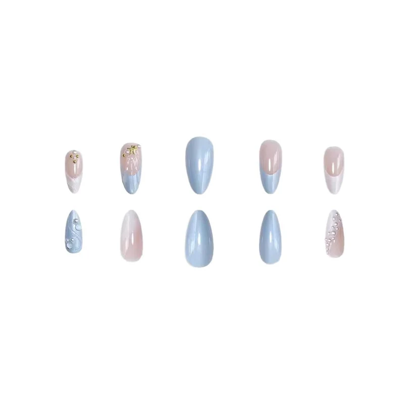 Künstlerisch vom Ozean inspirierte Acryl-Nagelverlängerungen Karnz