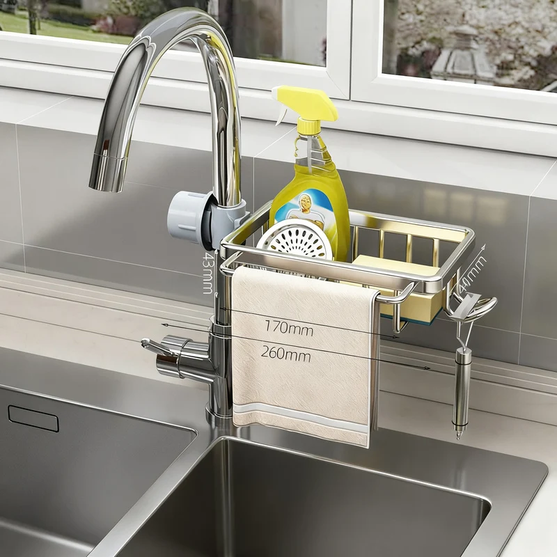 Aluminium-Ablagekorb für Wasserhahn und Spüle