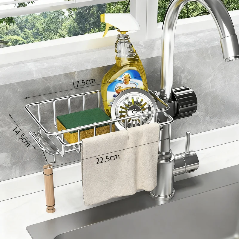 Aluminium-Ablagekorb für Wasserhahn und Spüle