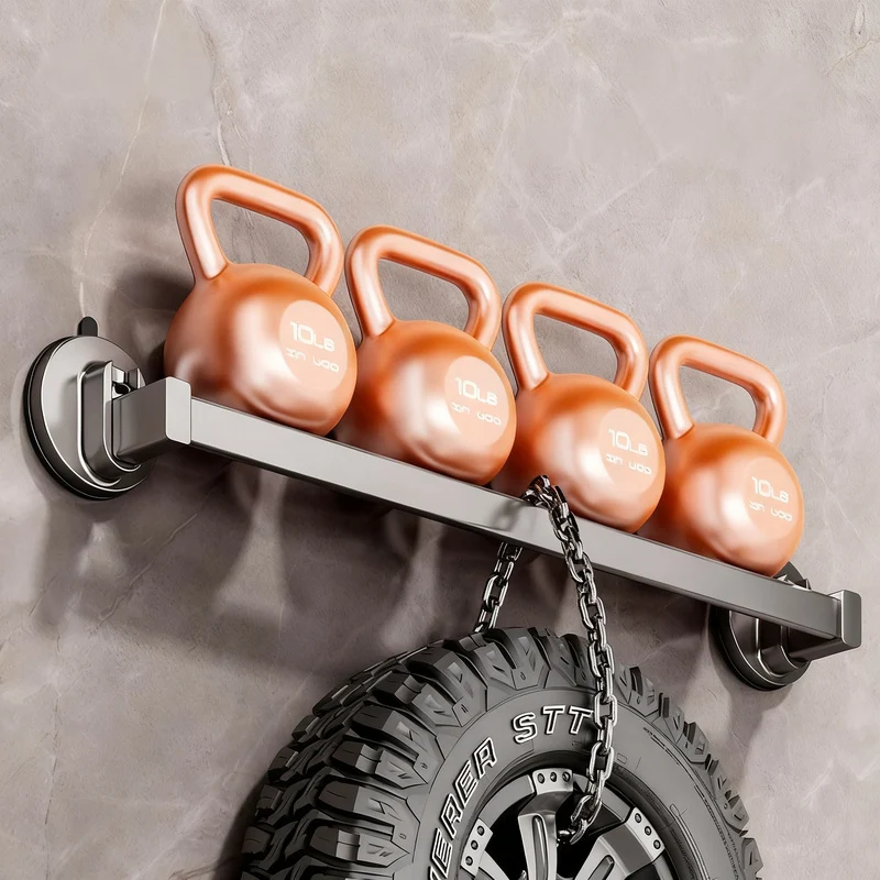 Wandmontiertes Pantoffelregal aus Weltraum-Aluminium