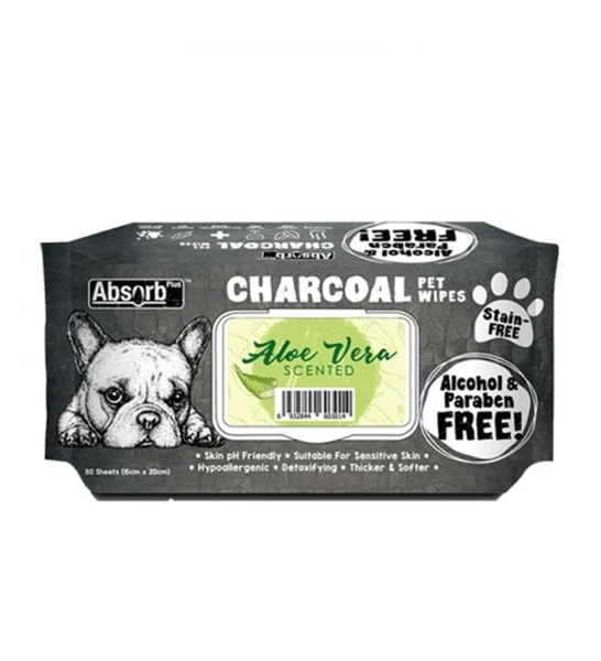 Absorb Plus Charcoal Pet Wipes Aloe Vera Scented