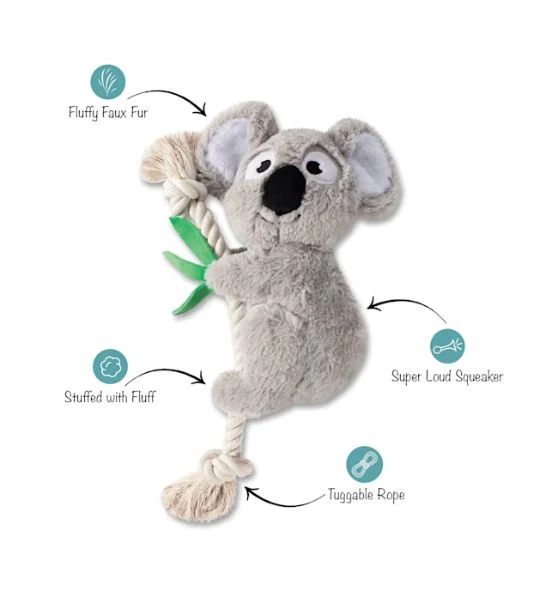 PetShop by Fringe Studio Koala-Plush Dog Toy 15.5X7.5