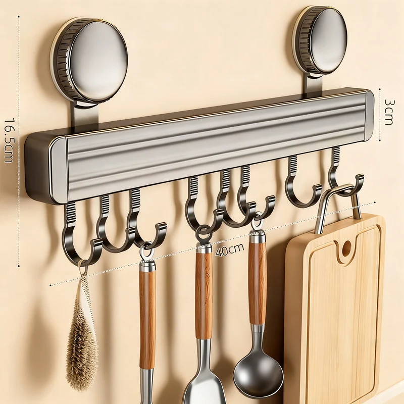 Saugnapf-Küchenhakenleiste aus Aluminium
