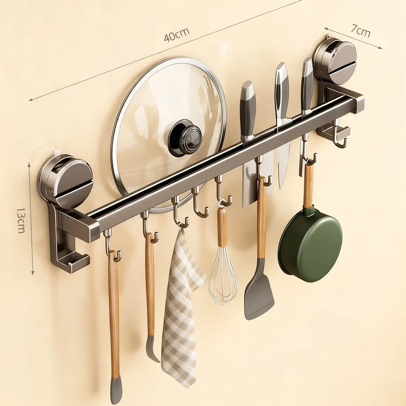 Küchen-Hängestange mit Haken aus Aluminium