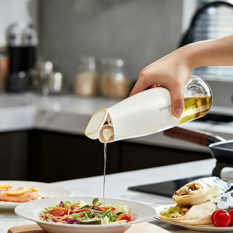 Glasflaschen für Öl und Gewürze mit automatischem Verschluss