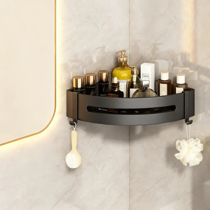 Badezimmer-Eckregal aus Edelstahl und Aluminium
