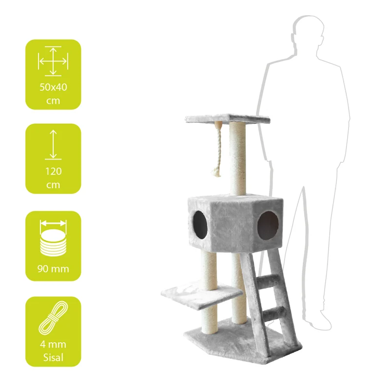 ebi Cat Tree & Condo Classic Rover Grey 120cm