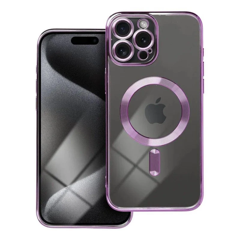 iPhone 15 Pro Max Handyhülle / Backcase Silikon Transparent / Lila MagSafe kompatibel