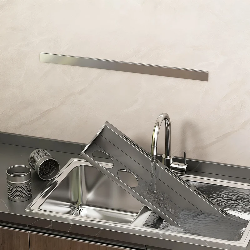 Wandregal für Küche, Aluminium, ohne Bohren