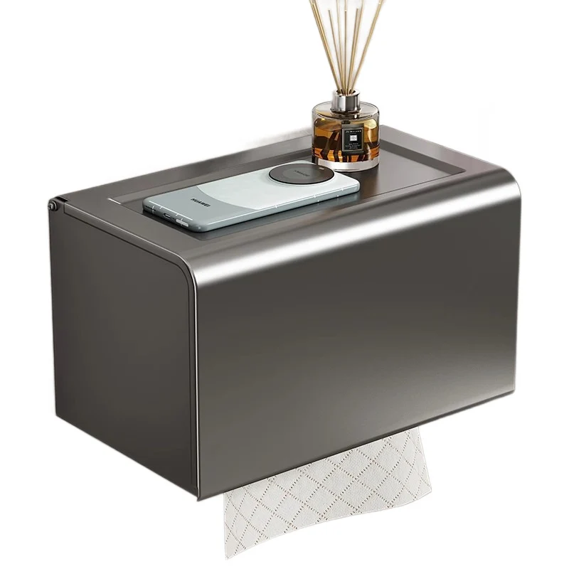 Wandmontierte Toilettenpapierbox aus Aluminium