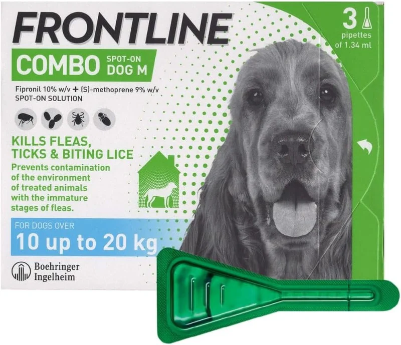 Frontline Flea & Tick Spot On Combo Treatment for Dogs & Home Protection 3 Pipettes