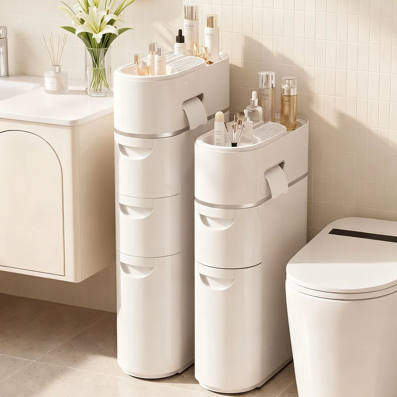 Schmales Badezimmer-Schubladenschrank, PP-Kunststoff