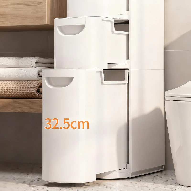 Schmales Badezimmer-Schubladenschrank, PP-Kunststoff