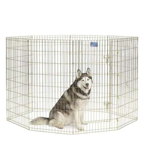 MidWest Gold Zinc Foldable Exercise Pen With Door for Dogs