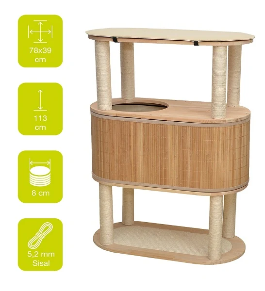 ebi Tori Bamboo Cat Tree 113 Beige 78x39x113cm