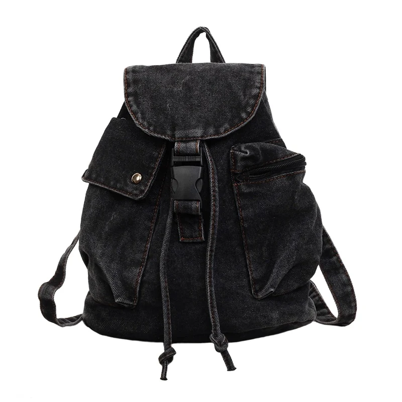 Lässiger Denim Kordelzug-Rucksack Karnz