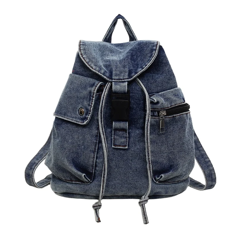 Lässiger Denim Kordelzug-Rucksack Karnz