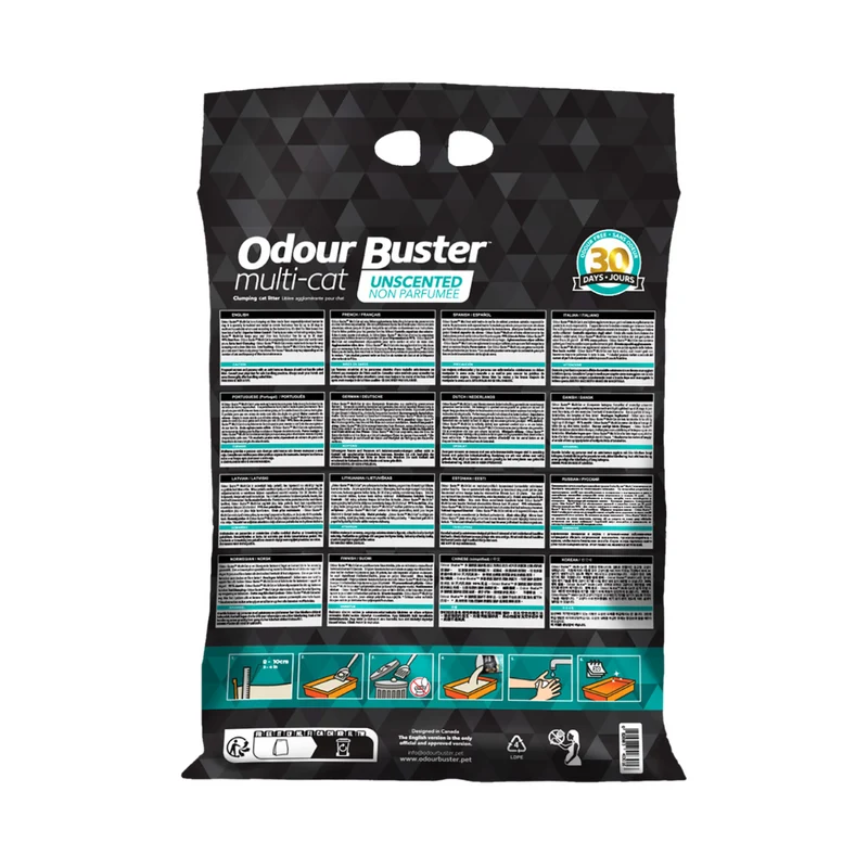 Odour Buster Multi-Cat Clumping Unscented Cat Litter 12kg
