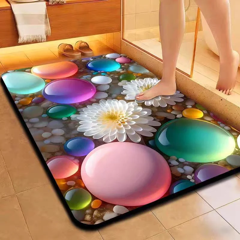 Künstlerische florale Badematte
