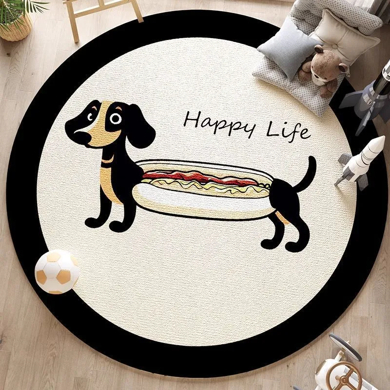 Künstlerisches Hundeflair Runder Teppich