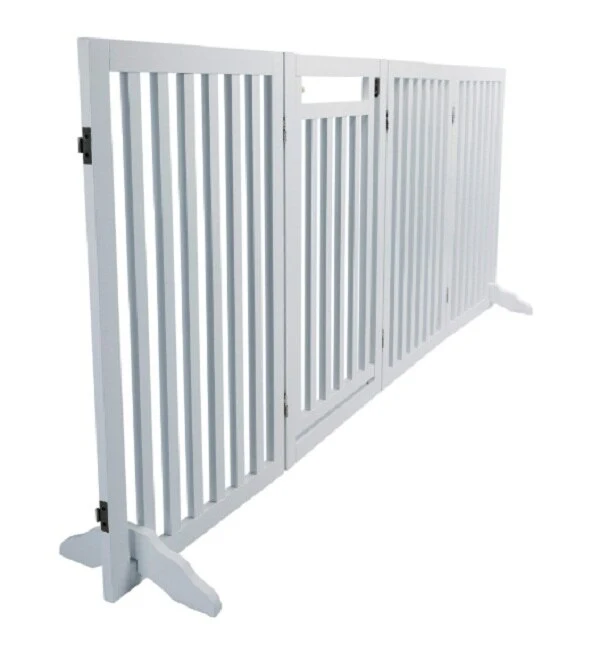 Trixie White Wooden 4-Part Barrier with Door for Dogs 81cm