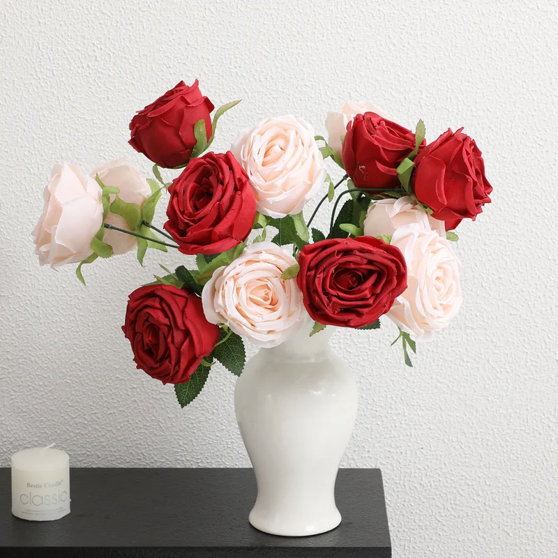 Realistische Künstliche Rosenblüten mit Blättern Karnz